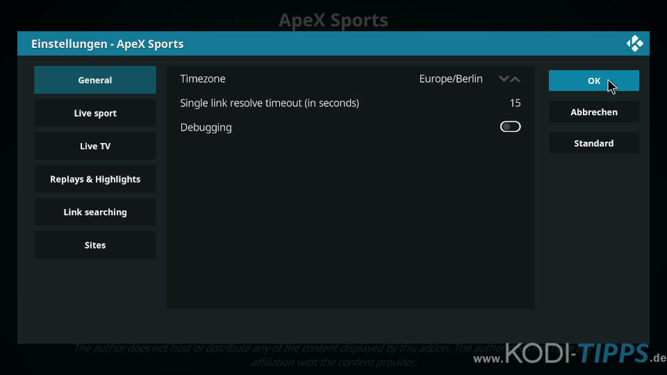Instale ApeX Sports Kodi Addon - Paso 13