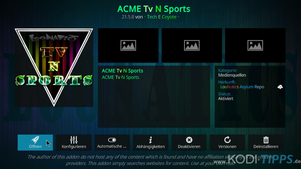 Instale el addon ACME TV N Sports Kodi - Paso 11
