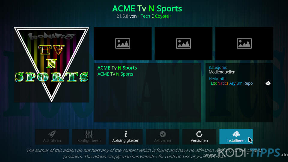 Instale el addon ACME TV N Sports Kodi - Paso 8