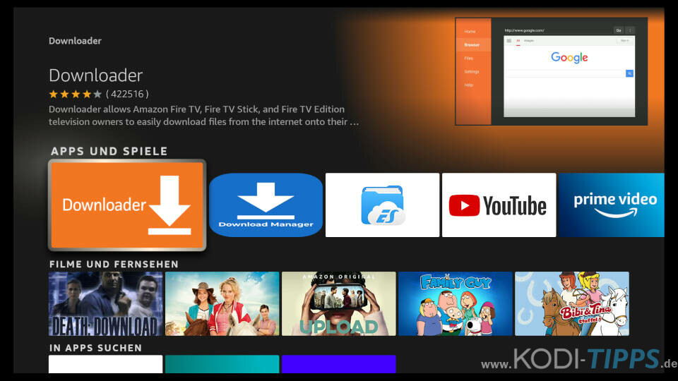 Instale la aplicación Downloader para Amazon Fire TV - Paso 3