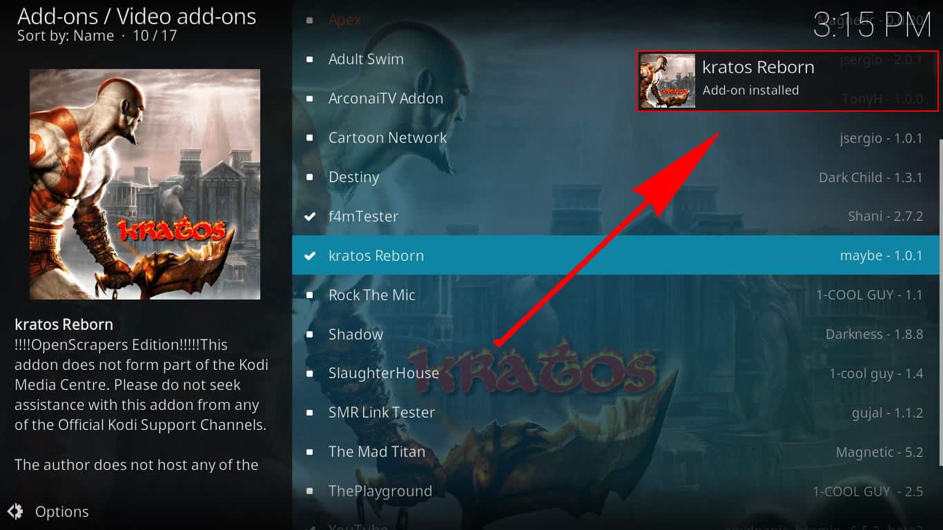 8 Cómo instalar Kratos Reborn Kodi Addon Nota